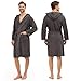 Twinzen Bademantel Herren - XXXL - Dunkelgrau - 100% Baumwolle (350g/m²) OEKO-TEX® Zertifiziert - Bademantel mit Kapuze, 2 Taschen, Gürtel