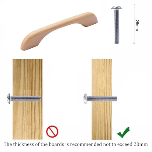 Poignées de tiroir en bois de hêtre 128mm pour meuble et commode - 6