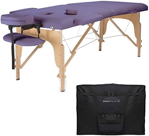 Saloniture Professional Portable Folding Massage Table with Carrying Case - Lavender