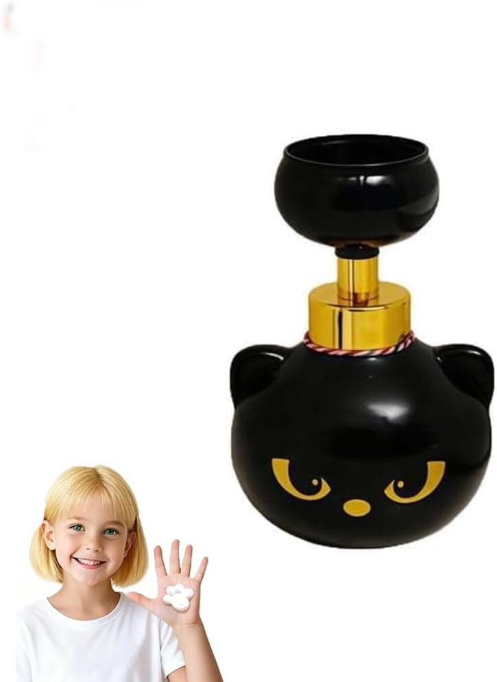 Cute Cat Paw Foam Soap Dispenser, Black Kitty Refillable Foaming Pump Bottle,Automatic soap Dispenser for Bathroom & Kitchen, Halloween & Holiday Home Decor