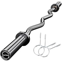 4FT Ez Curl Barbell Bar, O-Lympic Barbell Curl Bar with 2 Spring Collars, Bearing & Bronze Bushing Rotating Sleeves, Knurled Grip, Durable Rust-Proof Design for Squats/Curls/Bench Press, Black