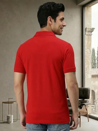 Image of Lux Cozi Men's Polo T-Shirt Regular Fit Half Sleeves with Pocket | Cotton Blend Polo Neck Collar T-Shirt for Men | Casual, Office Comfortable Breathable T-Shirt | Stylish Plain Tee