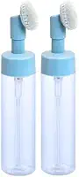 Frasco Pump Espumador com Escovas de Silicone para SkinCare Kit 2 Peças 250ml (Azul)