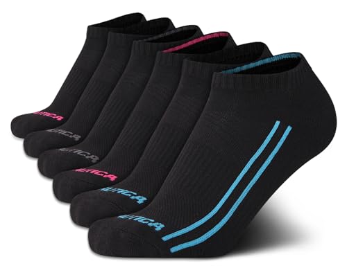 Image of Nautica Womens No Show Socks Moisture Wicking Athletic Low Cut Socks 6 Pack | Moisture Wicking Dri-Motion Fabric, Cushioned Key Areas, Banded Arch Support, No Show Low Cut, Shoe Size 4-10