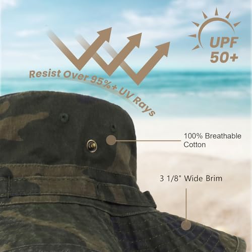 Image of Bucket Hat Wide Brim UV Protection Sun Hat Boonie Hats Fishing Hiking Safari Outdoor Hats for Men and Women