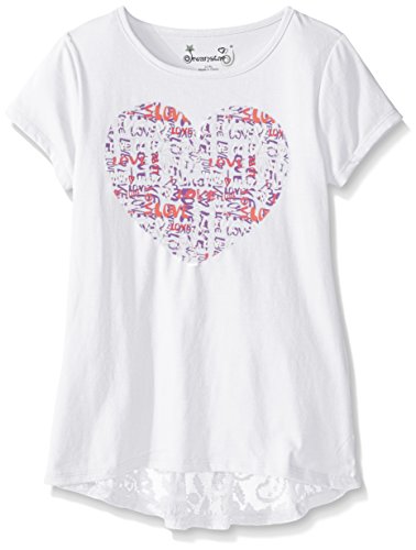 Dream Star Girls' Short Sleeve Screen Top with Lace Ruffle Detail At Back