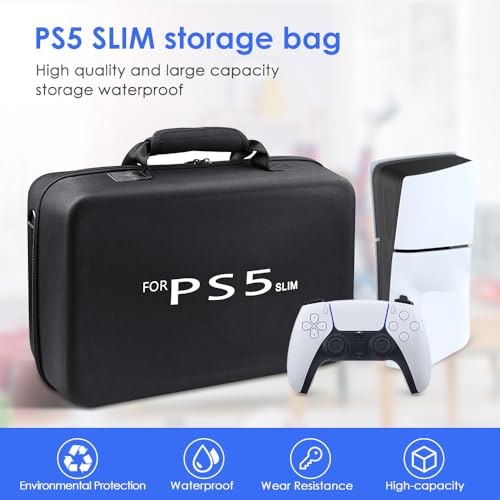Image of New World Storage Bag for PS5 Slim, For PS5 Slim Storage Bag Travel bag Carry Case ,Waterproof Shoulder Bag for Playstation 5 Slim Disc and Digital with Both Side Storage Compartment