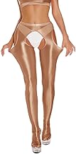 Glänzende, durchscheinende Leggings mit offenem Schritt, dehnbar, Skinny, Tanz, Yogahose für Damen