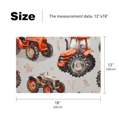 Sets de table imprimés tracteurs rétros de qualité supérieure pour dîneurs