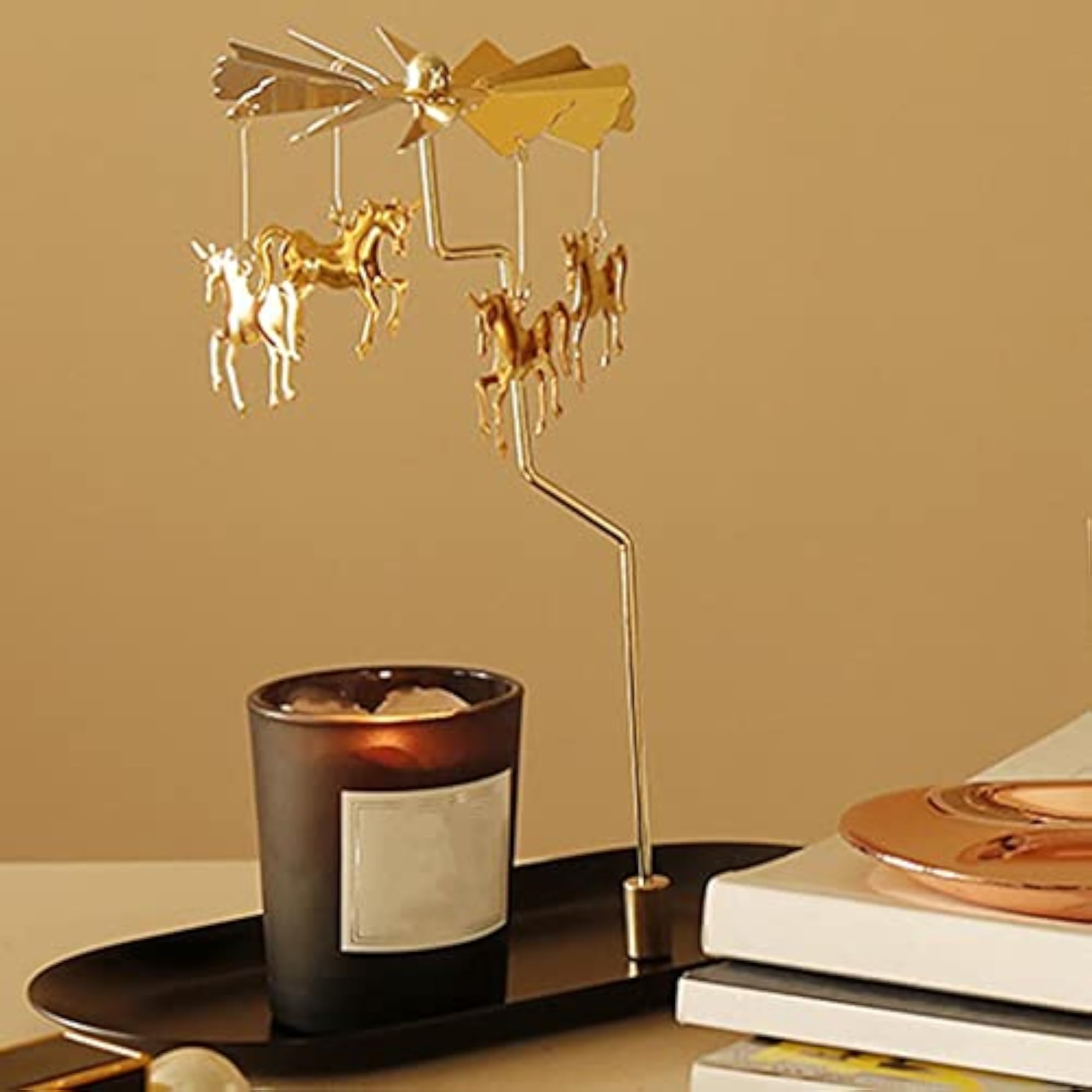 Candle Holder - Rotating Spinning Tea Light Holder Stand Horse