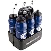 Cannon Sports 1 Liter Sports Water Bottle, BPA-Free, 34oz Capacity, Large Mouth, 2 lids (Straw & Squeeze) with Carrier, Great For Helmet Sports Such As Hockey, Lacrosse, Football, Boxing (Navy)