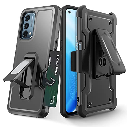 Elegant Choise for OnePlus Nord N200 5G Case, Nord N200 5G Case with Belt Clip/Card Holder/Kickstand, Heavy Duty Protective Phone Case for OnePlus Nord N200 5G, OnePlus Nord N200 5G Phone Case|Black