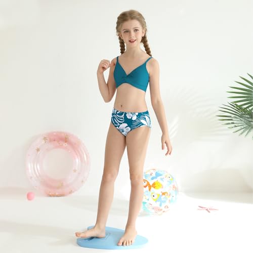 ESHOO Girls Swimsuits Tankini Bathing Suit 2 Piece Bikini Sets Girls Criss Cross Swimwear with Chest Pad for 9-16 Years4