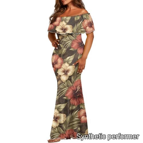 Image of Polynesian Dresses for Women Off Shoulder Maxi Dress Puletasi Samoan Dresses S-7XL