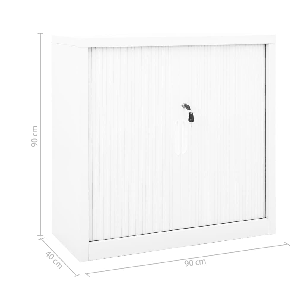 Armario con puerta corredera de acero blanco 90 x 40 x 90 cm con cerradura con 2 estantes y cerradura para oficina, salón, pasillo, garaje, taller, espacio de almacenamiento y orden