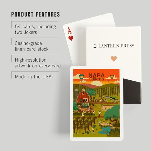Lantern Press Napa California, Geométrico, 52 Cartas Poker miniatura 3