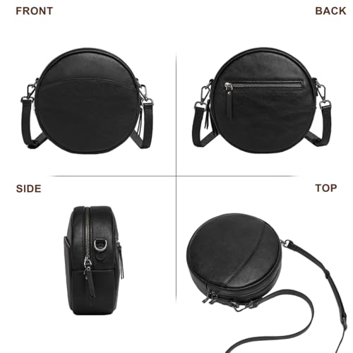 Image of COOLCY Leather Crossbody Bags,Circle Purse Shoulder Bag, Fashion Round Handbag for Travel,Valentine's Gift for Women
