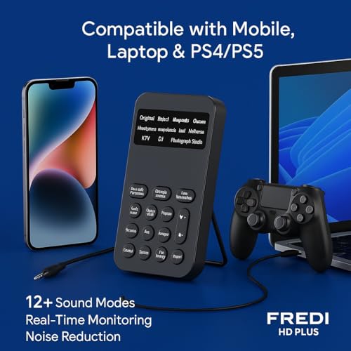 Image of ‎FREDI HD PLUS Mini Portable Voice Changer Device | Multi-Effect Sound Modulator with 12+ Modes, Noise Reduction & USB Rechargeable | Compatible with Mobile, Laptop, iPhone, Android & PS4 /PS5