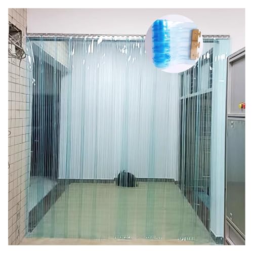 Cortina de PVC transparente azul de plástico resistente para cámaras frigoríficas y almacén