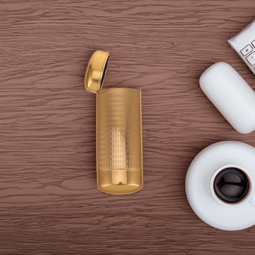 Image of TENDYCOCO Portable Aluminum Hard Shell Glasses Case - Lightweight Golden Eyeglass Holder with Dual-End Closure for Sunglasses, Eyewear, Travel, and Daily Use
