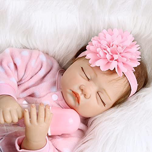 ZIYIUI 22Zoll 55cm Reborn Babypuppe Weiche Silikon Vinyl wie Echtes Babys Puppe Lebensechte Puppe Neugeborenen Mädchen – Bild 6