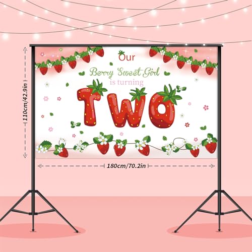 Fondo de cumpleaños fresa 42.9 x 70.2 pulgadas para niñas miniatura 2