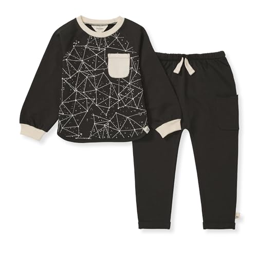 Image of Burt's Bees Baby Boys Shirt and Pant Set, Long Sleeve Top & Bottom Outfit Bundle, 100% Organic Cotton