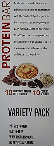Kirkland Signature Protein Bars Chocolate Peanut Butter Chunk/ Cookies & Cream Flavor, 42.4 Oz, 20 Count #TOP1