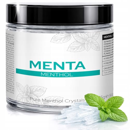 MENTA Mentholkristalle 125g für Sauna und Saunaaufguss, reine Menthol Kristalle in pharmazeutischer Qualität, Saunazubehör