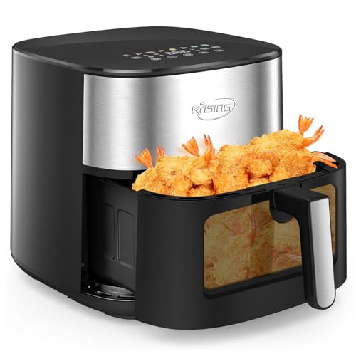 Image of KINSING Air Fryer 8 in 1, XL 8.5 QT Large Airfryer with View Windows,MAX 400℉ for Crispy, 85% Less Oil, Fast Roast, Preheat, Shake, Bake, Non-Stick Basket for Easy Clean, With Professional Recipes
