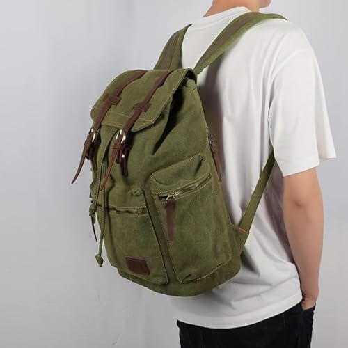 Image of Bluboon Vintage Backpack Leather Trim Casual Bookbag Men Women Laptop Travel Rucksack