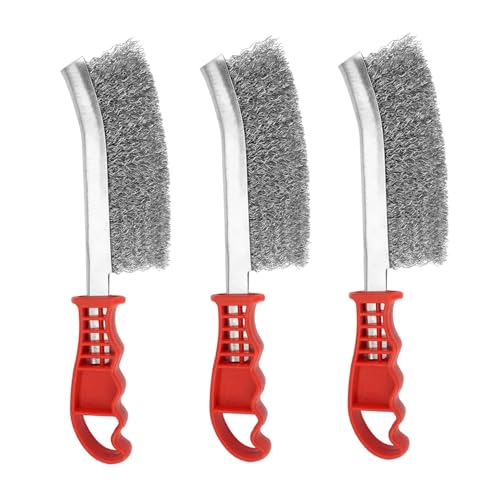 Lot de 3 Brosse Métallique a Main, 3 Pièces Brosse Metallique a Main, Brosse Inox avec Poignée en Plastique, Brosse Métallique Pour Frein à Brins Inox, pour Décapage Rouille Contre Poussière