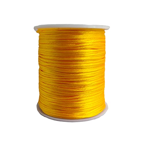 Paybous 1.5 mm x 110 Yards Nylon Satin Cord Beading Braided Thread String for Chinese Lucky Knotting Rattail Macrame Necklaces Bracelets Jewelry Making (Golden Yellow)