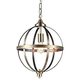 Edvivi 1-Light Brushed Bronze Globe Sphere Orb Pendant Chandelier Ceiling Fixture | Mid-Century Mode
