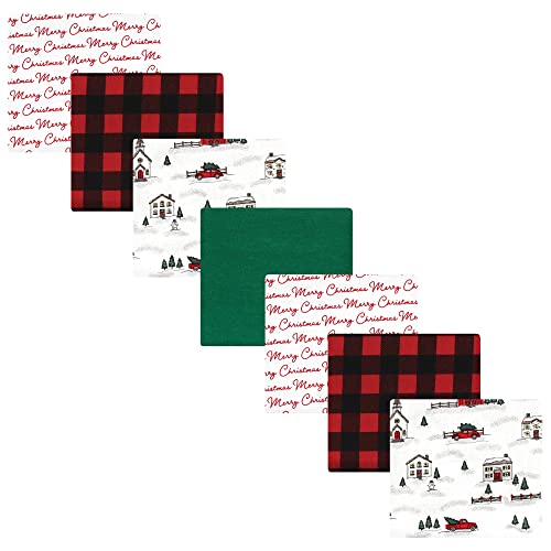 Image of Hudson Baby Unisex Baby Cotton Flannel Receiving Blankets Bundle, Christmas Scene, One Size