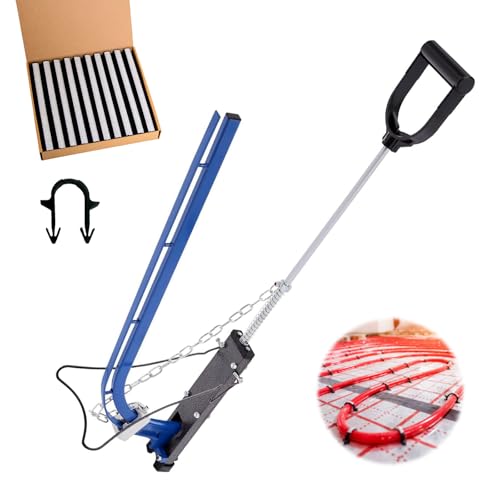 Agrafeuse pour Tubes Plancher Chauffant, Fußbodenheizung Wasserrohr Emplacement Hefter Clips Tacker Clip Pistole pour Clips de Chauffage au Sol avec 600 Aiguilles
