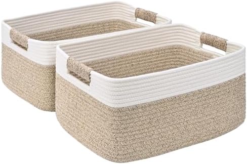 2 Pack Large Storage Basket for Organizing, 17.5"x13"x7" Woven Ba...
