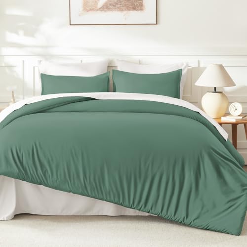Image of Litanika Comforters Full Size Haze Green, 3 Pieces Lightweight Solid Bedding Set & Collections, All Season Fluffy Bed Set (79x90 Inches Comforter & 2 Pillowcases)