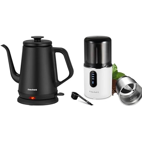DmofwHi Gooseneck Electric Kettle(1.0L) Black With Cordless Coffee Grinder Electric(White) Cover