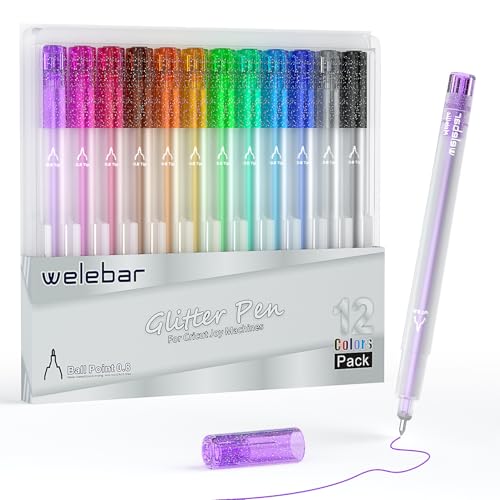 Welebar Glitter Gel Pens for Cricut Joy and Joy Xtra 0.8 Tip Medium Point Pens for Writing Drawing Cards Invitation