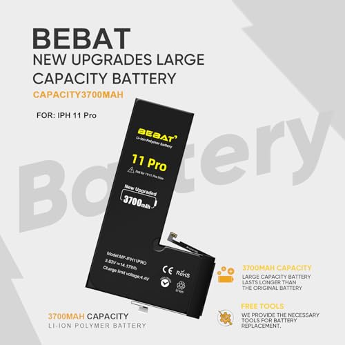Image of Replacement for iPhone 11 PRO Battery, 3700mAh High Capacity Li-ion Polymer Replacement Battery for Model A2160 A2215 A2217 with Professional Repair Tool Kits