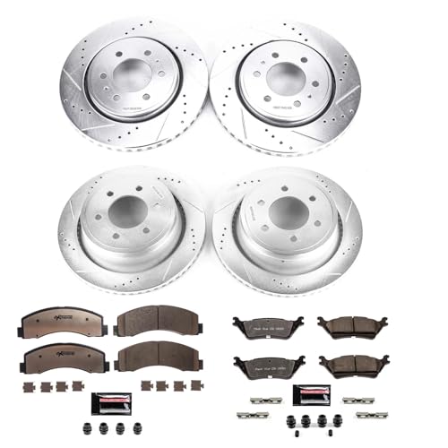 Power Stop Brake Kit For 2012-2018 Ford F-150 6 Lug Models - Truck - Tow Front and Rear Drilled Slotted Brake Rotors and Carbon Fiber Ceramic Pads Replacement, K6268-36 - Image 3