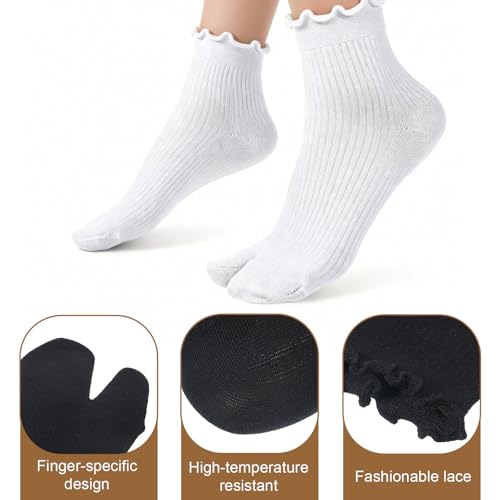 Zyghjort Tabi Socks, 4 Pairs Cotton Split Toe Socks Elastic Flip Flop Sock for Women Men Unisex by Zyghjort - Used condition - Image 5