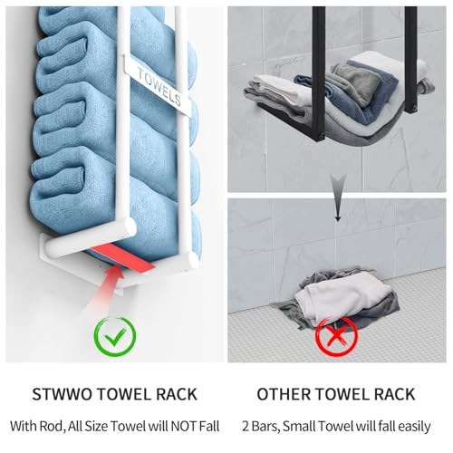 STWWO Towel Racks for Bathroom, 22inch Towel Storage for Small Bathroom Wall Can Holds 4 Large Rolled Bath Towels, White