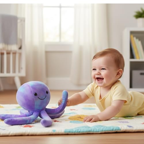 Image of Octopus Plush Soft Toy - Cute Stuffed Animal Plushie, Super Soft Cuddle Pillow, Adorable Gift for Kids, Girls & Boys (Violet)