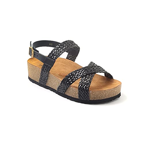 Sandales pour femme Ecotresse Frau noires pour sorties estivales et balades urbaines