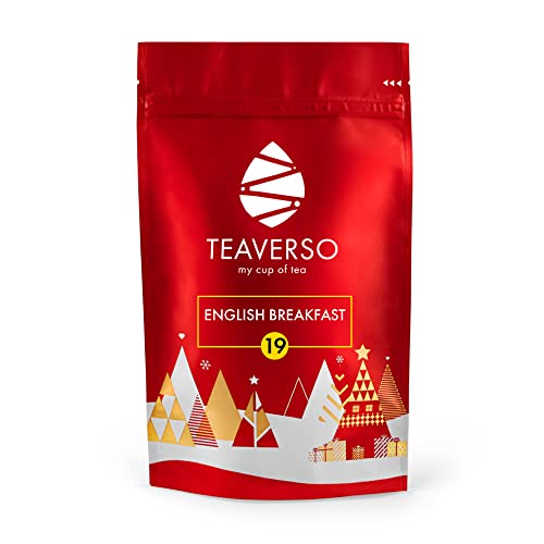 TEAVERSO English Breakfast Hochwertiger Wintertee in spezieller Verpackung, Lose Blätter, Ausgewählte Teeblätter, Ideale Geschenk für Genießer und Teeliebhaber, Wiederverschließbarer Kraftbeutel, 100g Cover