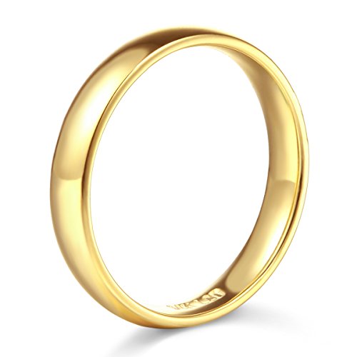 14k Yellow Gold 4mm SOLID Plain Wedding Band - Size 72
