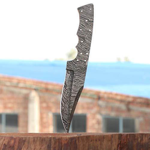 JNR Traders Handmade Damascus Steel Hunting Knife Blank Blade Fire Storm Pattern 9.5 Inches VK2173