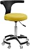 Dentist Doctor Chair Swivel 36cm Diameter Dental Stool with Backrest Adjustable Height PU Leather Chair Tattoo Parlor and Beauty Salon Yellow